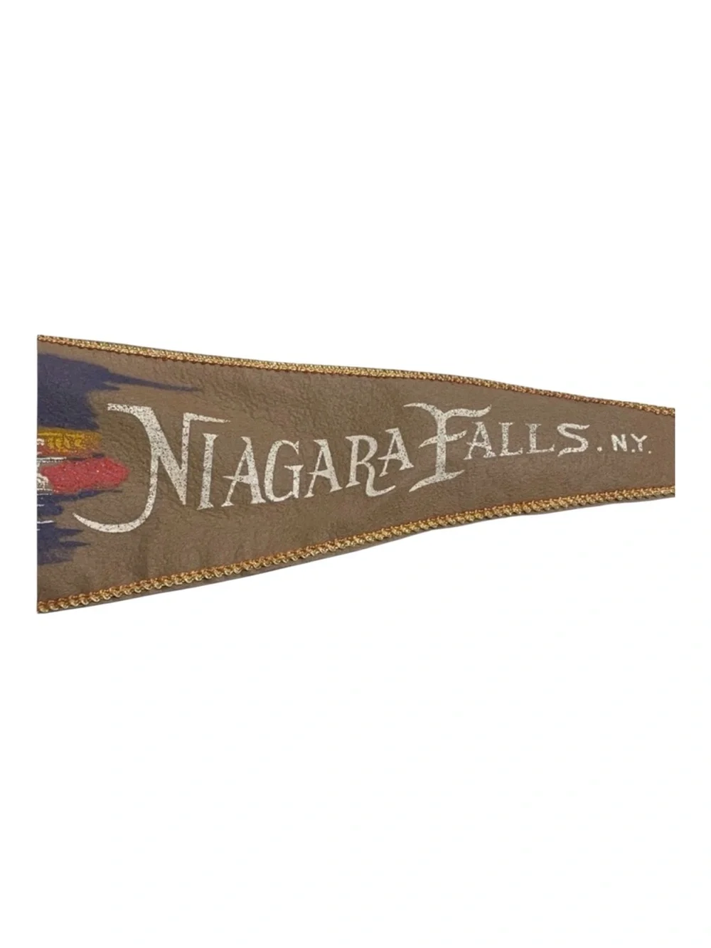 Vintage Felt Niagara Falls & Hoover Dam Souvenir Pennant  - Red, Gray
